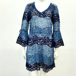 Calypso St. Barth Color Block Fringe Lace Dress